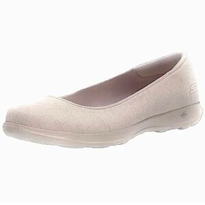 Skechers On The Go Light Beige Trainer Flats work shoe casual support sneaker